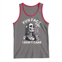 Funny Skeleton Smoking Tank Top Fun Fact I Don Not Care Sarcastic Women Skull - Wonder Print Shop