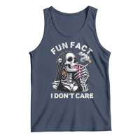 Funny Skeleton Smoking Tank Top Fun Fact I Don Not Care Sarcastic Women Skull - Wonder Print Shop