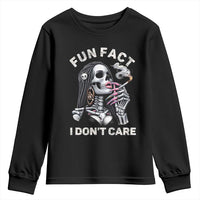 Funny Skeleton Smoking Youth Sweatshirt Fun Fact I Don Not Care Sarcastic Women Skull - Wonder Print Shop