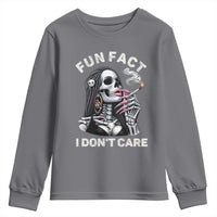 Funny Skeleton Smoking Youth Sweatshirt Fun Fact I Don Not Care Sarcastic Women Skull - Wonder Print Shop