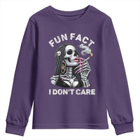 Funny Skeleton Smoking Youth Sweatshirt Fun Fact I Don Not Care Sarcastic Women Skull - Wonder Print Shop