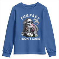Funny Skeleton Smoking Youth Sweatshirt Fun Fact I Don Not Care Sarcastic Women Skull - Wonder Print Shop