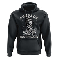 Funny Skeleton Sarcastic Hoodie Fun Fact I Don Not Care Cat Lover - Wonder Print Shop