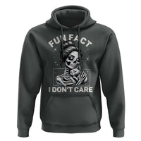 Funny Skeleton Sarcastic Hoodie Fun Fact I Don Not Care Cat Lover - Wonder Print Shop