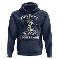 Funny Skeleton Sarcastic Hoodie Fun Fact I Don Not Care Cat Lover - Wonder Print Shop