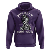 Funny Skeleton Sarcastic Hoodie Fun Fact I Don Not Care Cat Lover - Wonder Print Shop