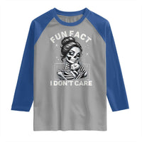 Funny Skeleton Sarcastic Raglan Shirt Fun Fact I Don Not Care Cat Lover - Wonder Print Shop