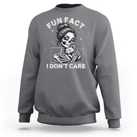 Funny Skeleton Sarcastic Sweatshirt Fun Fact I Don Not Care Cat Lover - Wonder Print Shop