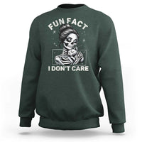 Funny Skeleton Sarcastic Sweatshirt Fun Fact I Don Not Care Cat Lover - Wonder Print Shop