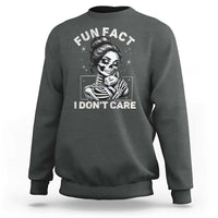 Funny Skeleton Sarcastic Sweatshirt Fun Fact I Don Not Care Cat Lover - Wonder Print Shop