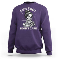 Funny Skeleton Sarcastic Sweatshirt Fun Fact I Don Not Care Cat Lover - Wonder Print Shop