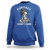 Funny Skeleton Sarcastic Sweatshirt Fun Fact I Don Not Care Cat Lover - Wonder Print Shop