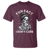 Funny Skeleton Sarcastic T Shirt Fun Fact I Don Not Care Cat Lover - Wonder Print Shop