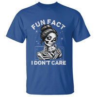 Funny Skeleton Sarcastic T Shirt Fun Fact I Don Not Care Cat Lover - Wonder Print Shop