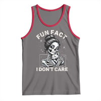 Funny Skeleton Sarcastic Tank Top Fun Fact I Don Not Care Cat Lover - Wonder Print Shop