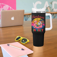 Funny Hawaiian Christmas Tumbler With Handle Santa Beach Tropical Xmas - Wonder Print Shop