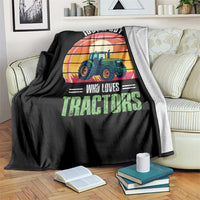 Funny Farmer Throw Blanket Just A Boy Who Loves Tractors - Wonder Print Shop