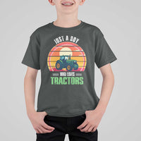 Funny Farmer T Shirt For Kid Just A Boy Who Loves Tractors - Wonder Print Shop