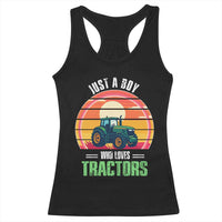 Funny Farmer Racerback Tank Top Just A Boy Who Loves Tractors - Wonder Print Shop