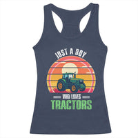 Funny Farmer Racerback Tank Top Just A Boy Who Loves Tractors - Wonder Print Shop