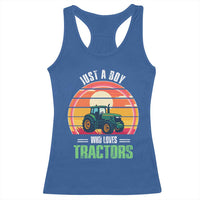 Funny Farmer Racerback Tank Top Just A Boy Who Loves Tractors - Wonder Print Shop