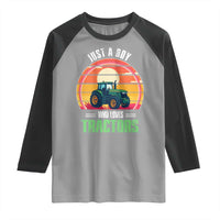 Funny Farmer Raglan Shirt Just A Boy Who Loves Tractors - Wonder Print Shop