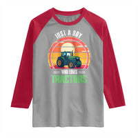 Funny Farmer Raglan Shirt Just A Boy Who Loves Tractors - Wonder Print Shop