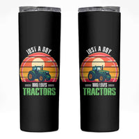 Funny Farmer Skinny Tumbler Just A Boy Who Loves Tractors