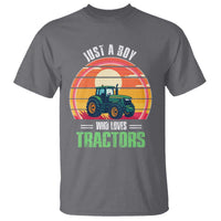 Funny Farmer T Shirt Just A Boy Who Loves Tractors - Wonder Print Shop