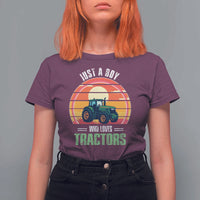 Funny Farmer T Shirt For Women Just A Boy Who Loves Tractors - Wonder Print Shop