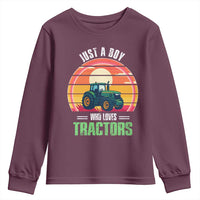 Funny Farmer Youth Sweatshirt Just A Boy Who Loves Tractors - Wonder Print Shop