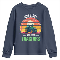 Funny Farmer Youth Sweatshirt Just A Boy Who Loves Tractors - Wonder Print Shop