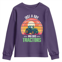 Funny Farmer Youth Sweatshirt Just A Boy Who Loves Tractors - Wonder Print Shop