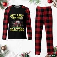 Funny Farming Tractor Plaid Pajama Set Just A Boy Who Loves Tractors - Wonder Print Shop