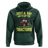 Funny Farming Tractor Hoodie Just A Boy Who Loves Tractors - Wonder Print Shop