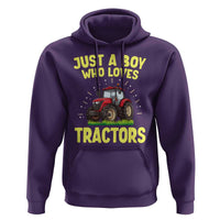 Funny Farming Tractor Hoodie Just A Boy Who Loves Tractors - Wonder Print Shop