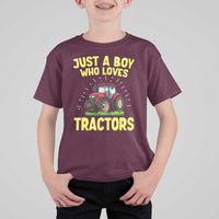 Funny Farming Tractor T Shirt For Kid Just A Boy Who Loves Tractors - Wonder Print Shop