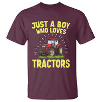 Funny Farming Tractor T Shirt Just A Boy Who Loves Tractors - Wonder Print Shop