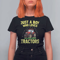 Funny Farming Tractor T Shirt For Women Just A Boy Who Loves Tractors - Wonder Print Shop