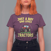 Funny Farming Tractor T Shirt For Women Just A Boy Who Loves Tractors - Wonder Print Shop