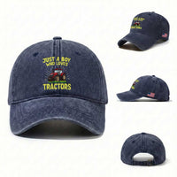 Funny Farming Tractor Washed Cotton Baseball Cap Just A Boy Who Loves Tractors