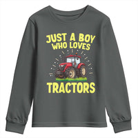 Funny Farming Tractor Youth Sweatshirt Just A Boy Who Loves Tractors - Wonder Print Shop