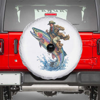 Vintage Cowboy Riding Rainbow Trout Spare Tire Cover Funny Fishing Western Rodeo