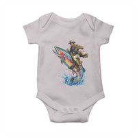 Vintage Cowboy Riding Rainbow Trout Baby Onesie Funny Fishing Western Rodeo