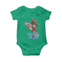 Vintage Cowboy Riding Rainbow Trout Baby Onesie Funny Fishing Western Rodeo