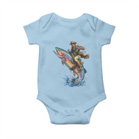 Vintage Cowboy Riding Rainbow Trout Baby Onesie Funny Fishing Western Rodeo