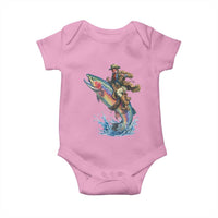 Vintage Cowboy Riding Rainbow Trout Baby Onesie Funny Fishing Western Rodeo