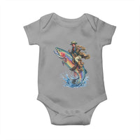 Vintage Cowboy Riding Rainbow Trout Baby Onesie Funny Fishing Western Rodeo