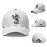 Vintage Cowboy Riding Rainbow Trout Baseball Cap Funny Fishing Western Rodeo