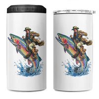 Vintage Cowboy Riding Rainbow Trout 4 in 1 Can Cooler Tumbler Funny Fishing Western Rodeo